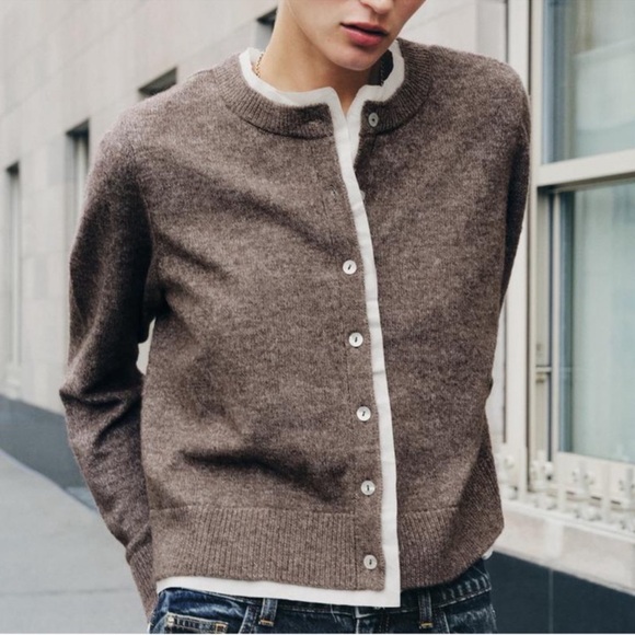 Zara Sweaters - Zara Combination Knit Wool Blend, Cotton Lined Cardigan Sweater. Mink. L NWT